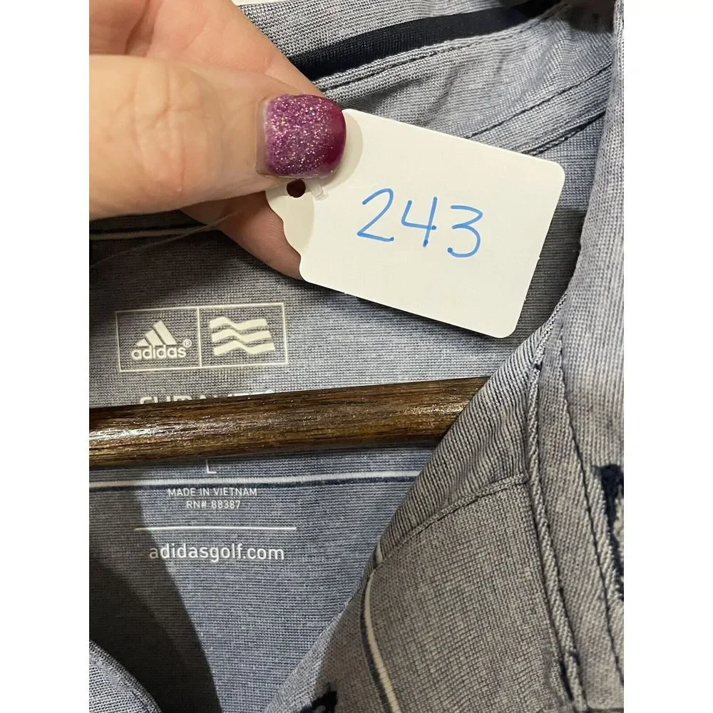 Adidas Men's Blue Gray Climalite Golf Polo Shirt‎ L